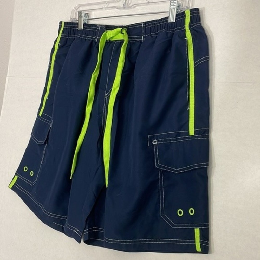 MagcoMsen Swim Board Shorts NWT Pockets, Mesh Lined, Elastic Waist, Navy Blue,XL - Picture 2 of 8